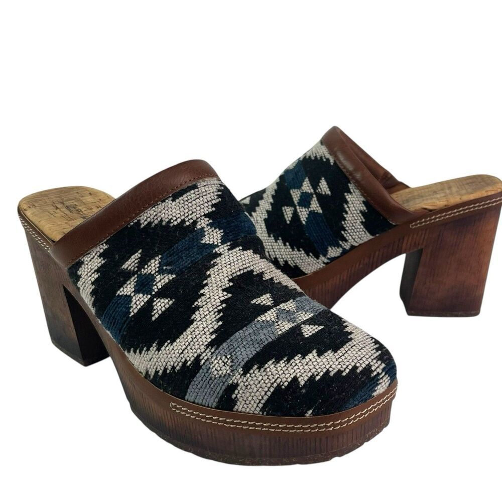 Korks Lori Aztec western Platform Clogs Size 10 shoe festival boho - Picture 4 of 14
